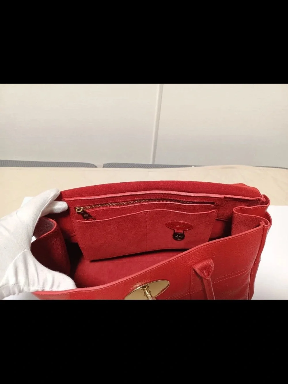 Mulberry Red Leather Top-Handle Satchel with Gold Hardware